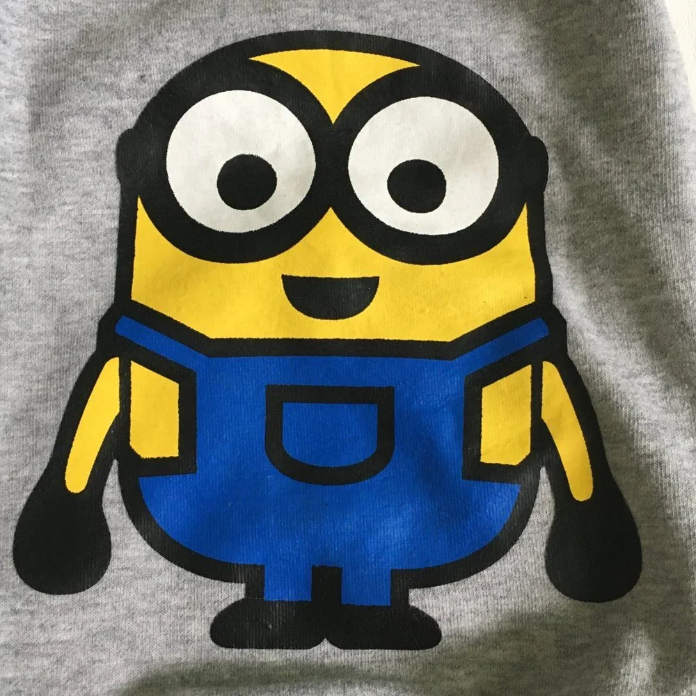 Dog Clothes Disney Minion Character Gray Sweat Short Sleeve Size Large